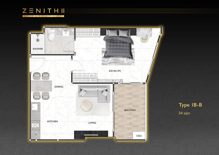户型图 #2 Zenith Pattaya 2 公寓