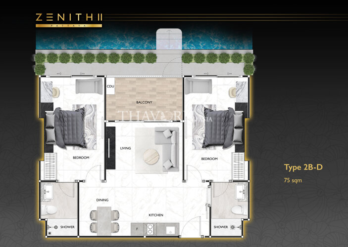 户型图 #8 Zenith Pattaya 2 公寓