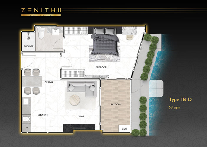 户型图 #4 Zenith Pattaya 2 公寓
