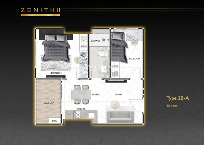户型图 #5 Zenith Pattaya 2 公寓
