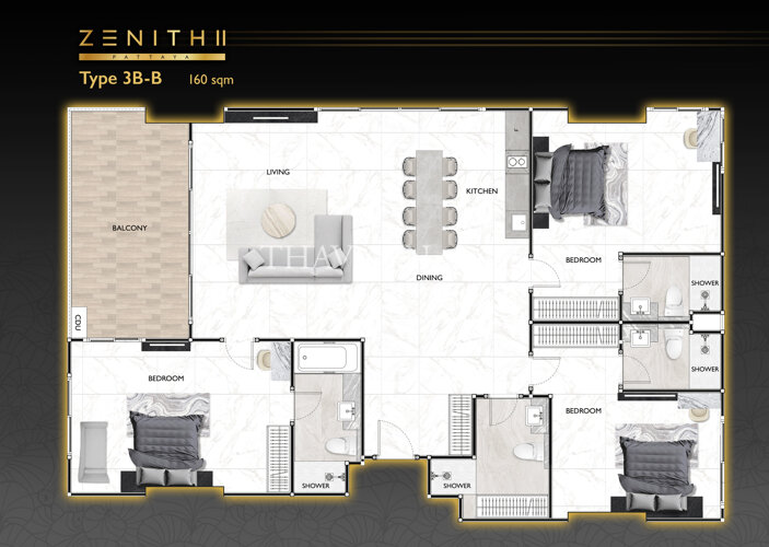 户型图 #12 Zenith Pattaya 2 公寓