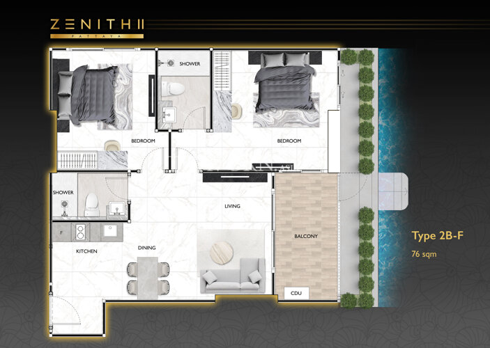 户型图 #10 Zenith Pattaya 2 公寓