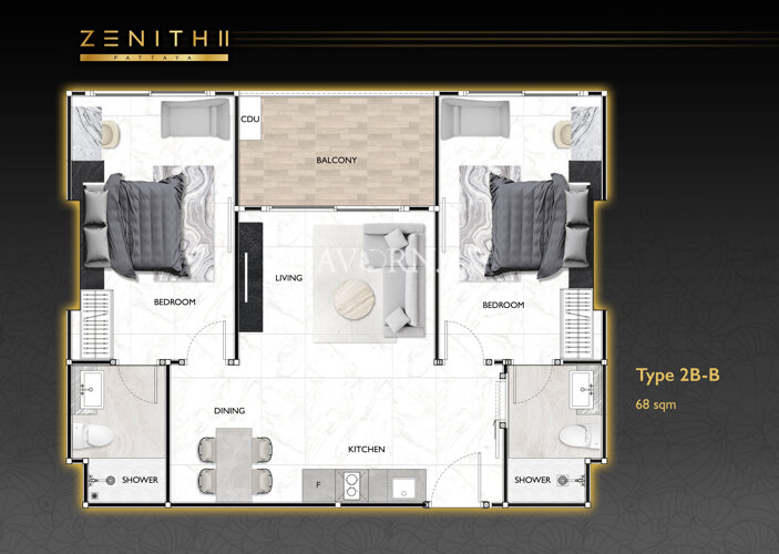 户型图 #6 Zenith Pattaya 2 公寓