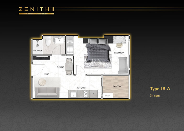户型图 #1 Zenith Pattaya 2 公寓