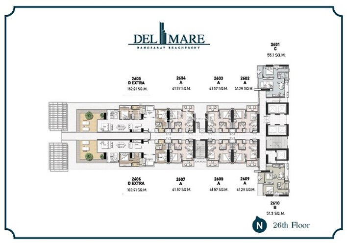 Floor plans Del Mare 公寓 2