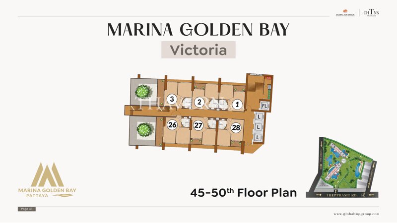 Планы этажей ЖК Marina Golden Bay Pattaya 25
