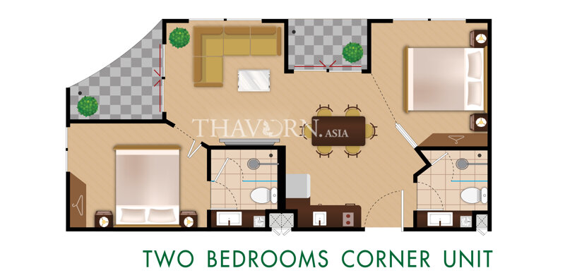 Two bedrooms corner unit