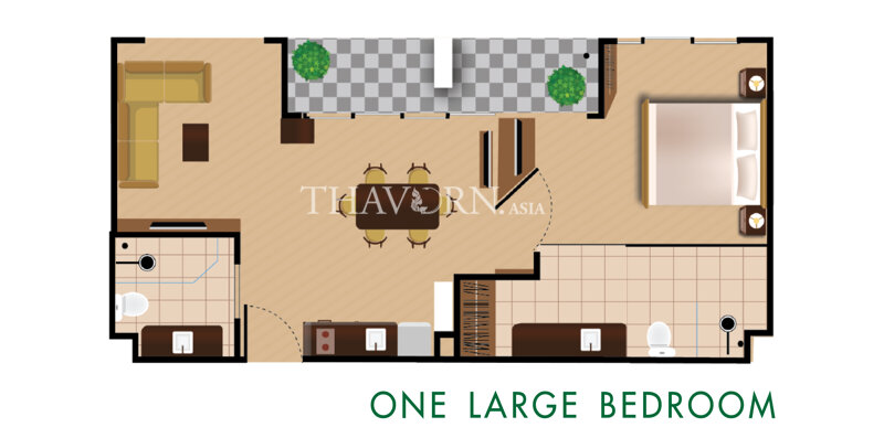 One large bedroom 
