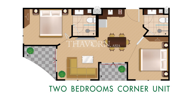 Two bedrooms corner unit
