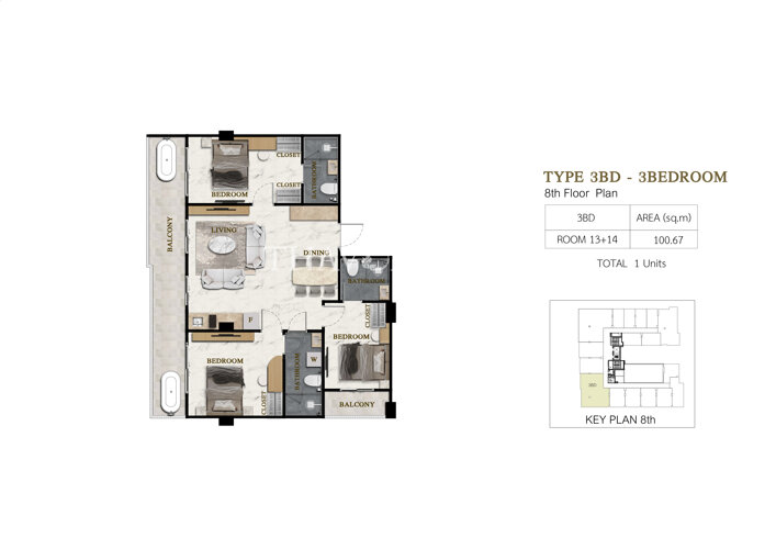 1 Bedroom-3BD