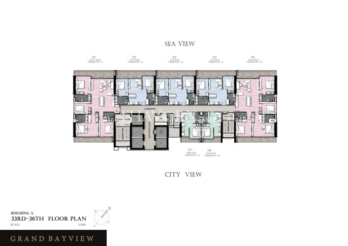 Floor plans แกรนด์เบย์วิวคอนโดมิเนียม คอนโด 7