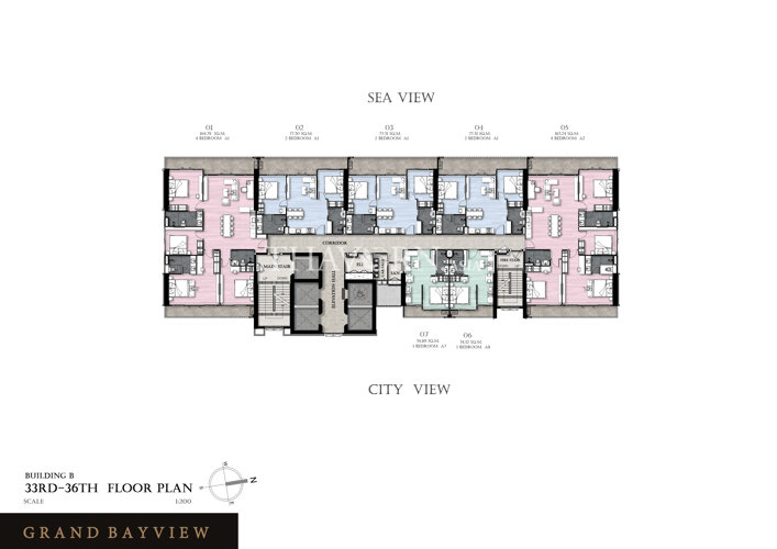 Floor plans แกรนด์เบย์วิวคอนโดมิเนียม คอนโด 24